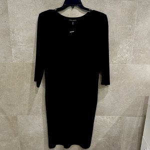 NWT Ming Wang Black Knit Dress size XS with 3/4 sleeves